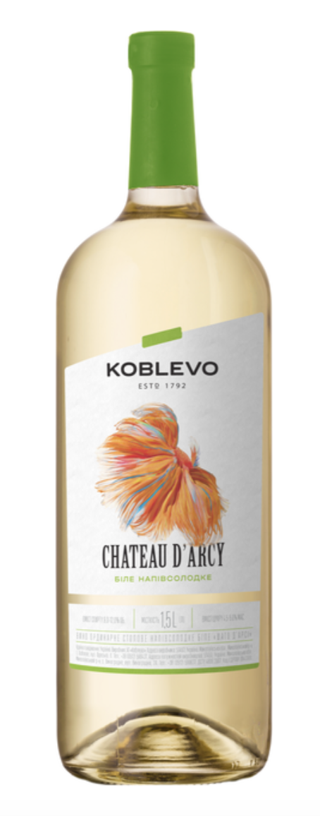 Вино Коблево Бордо Шато Д'арсі н/солод. біле 12% 1.5 л